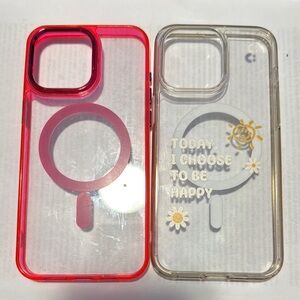 iPhone Cases - Red and Clear with Happy Design